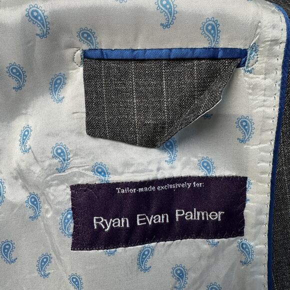 Beckett & Robb Blazer Mens 42R Gray Pinstripe Loro Piana Italian Wool Linen - Picture 15 of 16